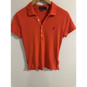 Polo Ralph Lauren Polo Shirt Womens Medium Red Slim Fit Pony Logo Preppy Golf